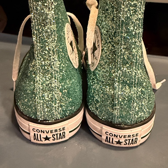 Converse Green Glitter High-Top Sneakers - Picture 3 of 5